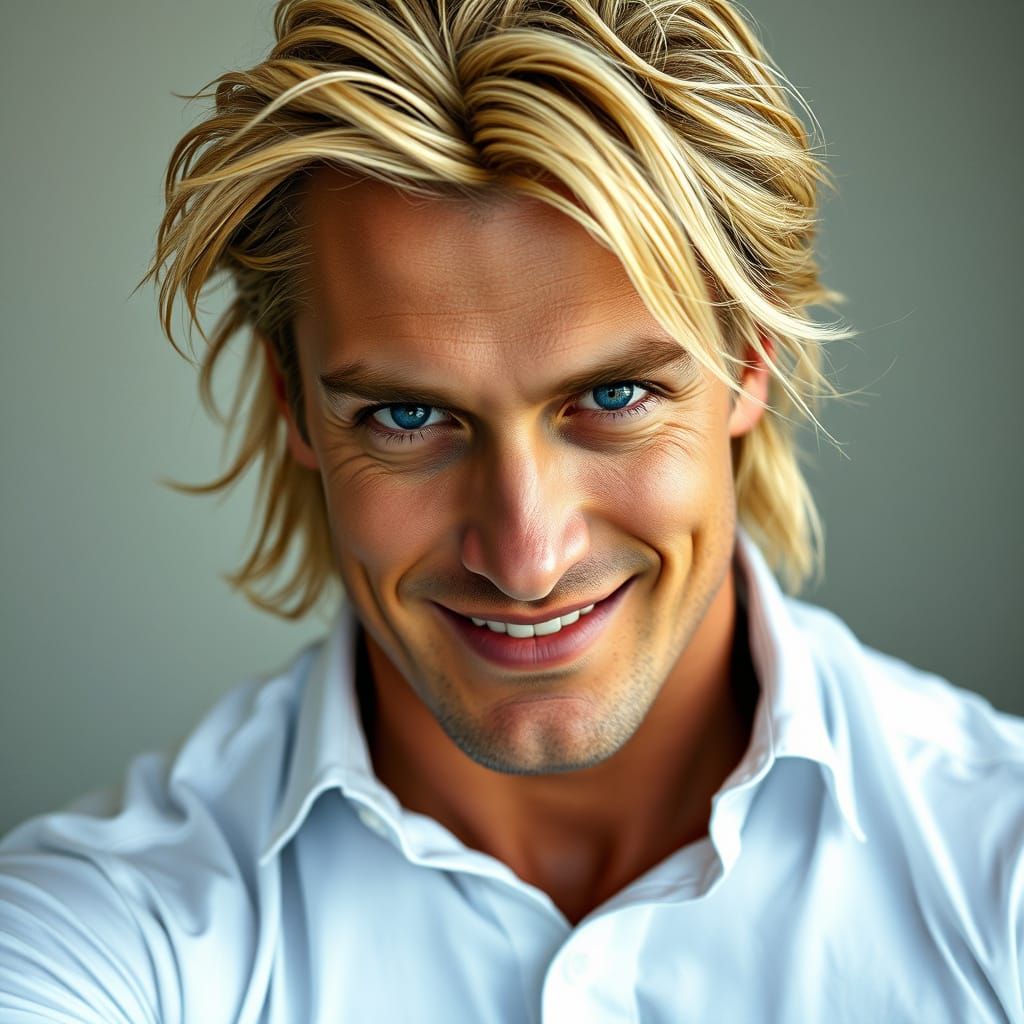 Photorealistic Portrait of a Muscular Blonde Man