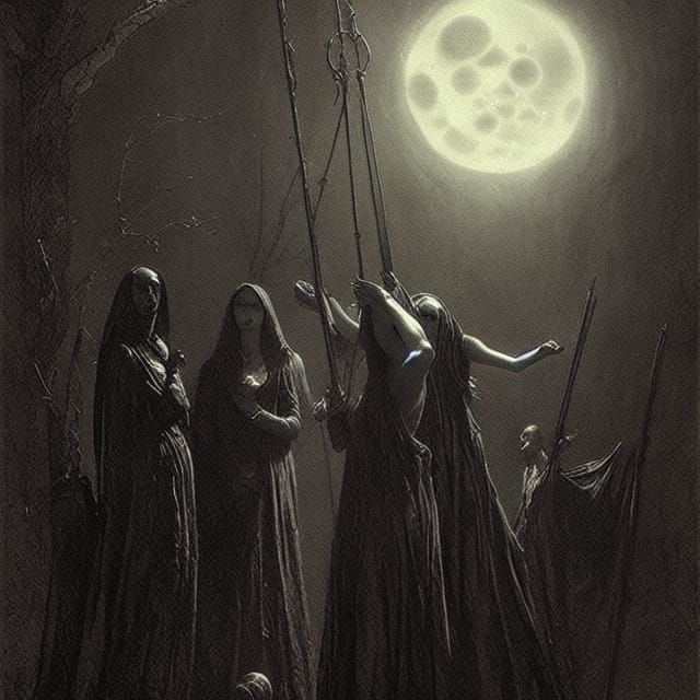 Three Women Hanged as Salem Witches: Gothic Horror