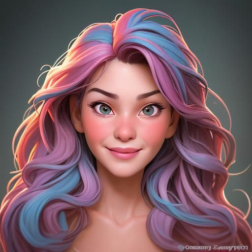 Smiling Person with Rainbow Hair, Professional Portrait