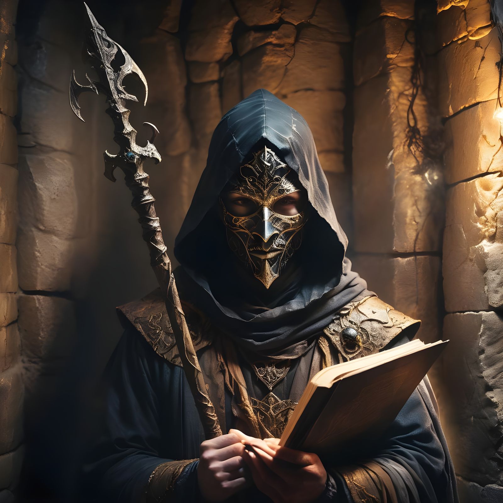 Masked Warlock Fantasy Portrait in Ultra HD