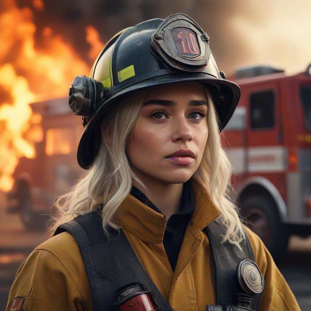 Blonde Firefighter Daenerys Targaryen Battles Inferno