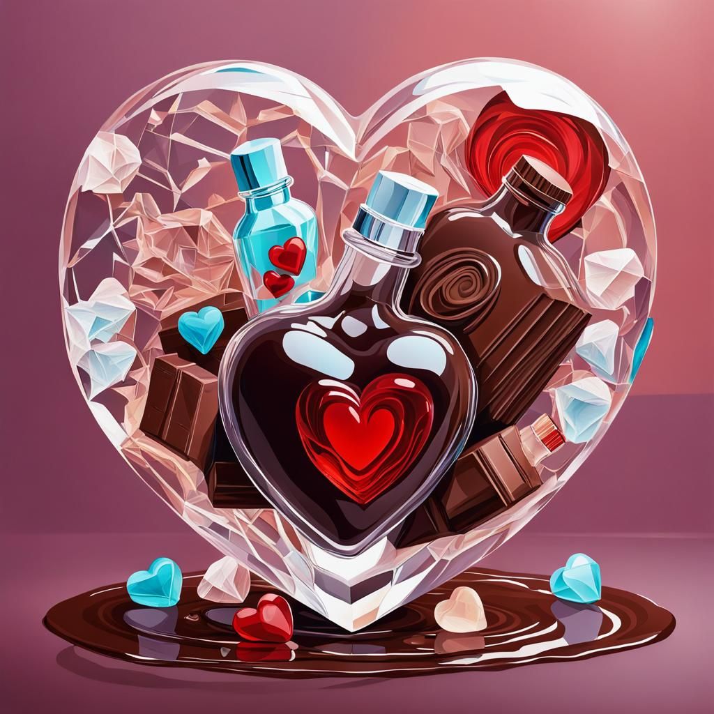 Crystal Heart Circulating Chocolate: Abstract Art