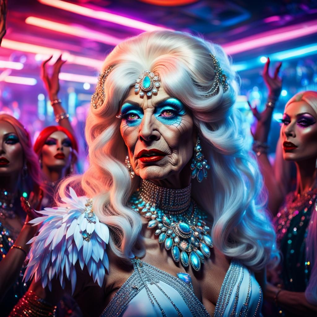 Glamorous Transvestite in a Fantasy Nightclub Scene