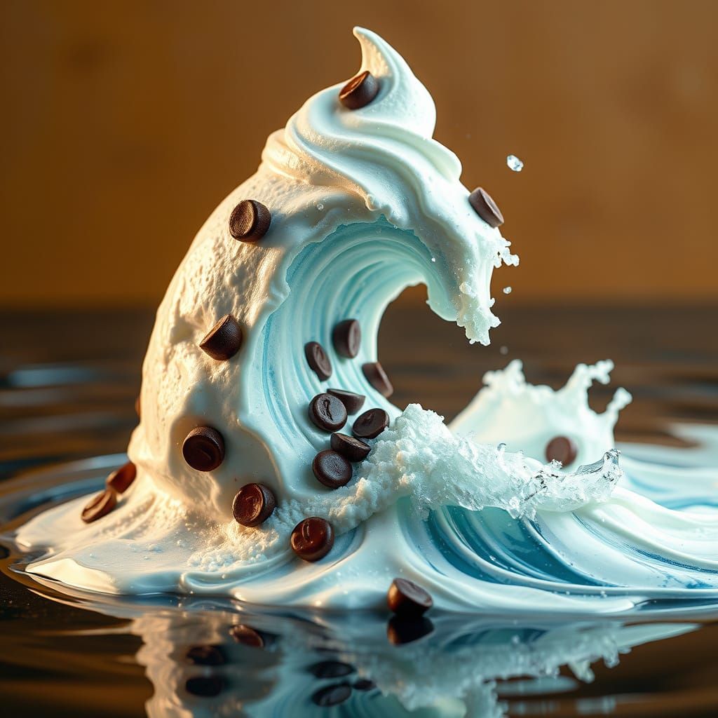 Ice Cream Wave Surfing: Concept Art in 8K