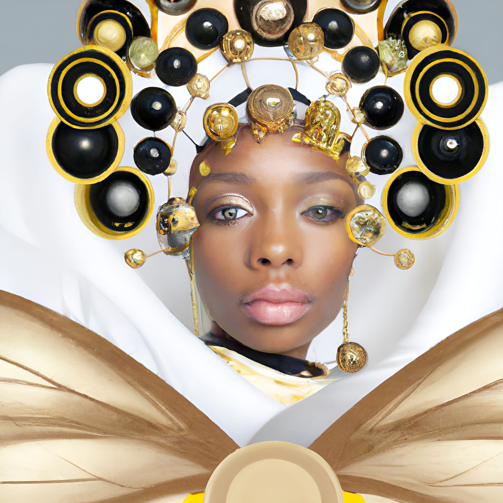 Afrofuturist Queen Bee in Gold and Black