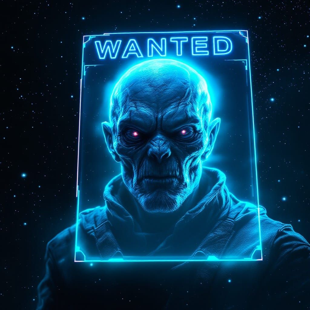 Menacing Alien Space Pirate Holographic Portrait