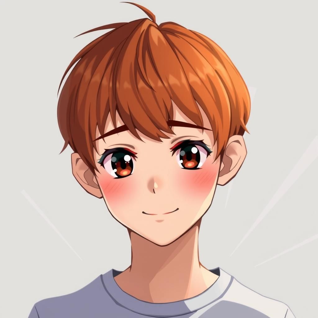 Anime-Inspired Portrait of a Smiling Red-Haired Man