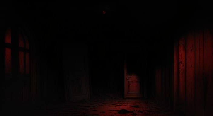 Eerie Basement Portal with Red Glow and Ominous Chanting