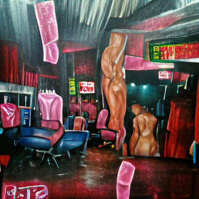 Strip Club Interior Acrylic Painting