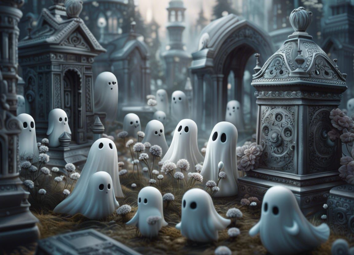 Cute ghosts playing hide-and-seek