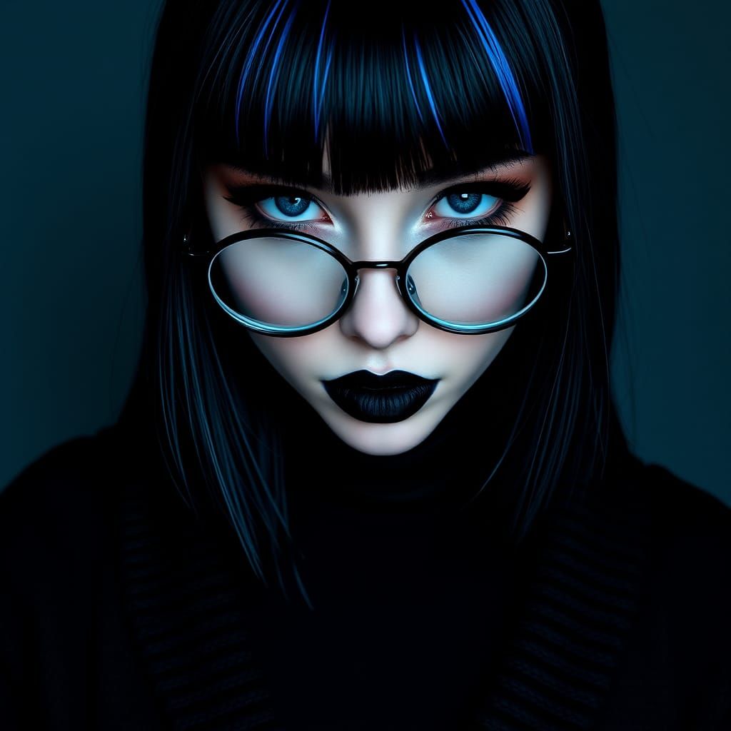 Striking Goth Woman Portrait in Hyper-Realism Style