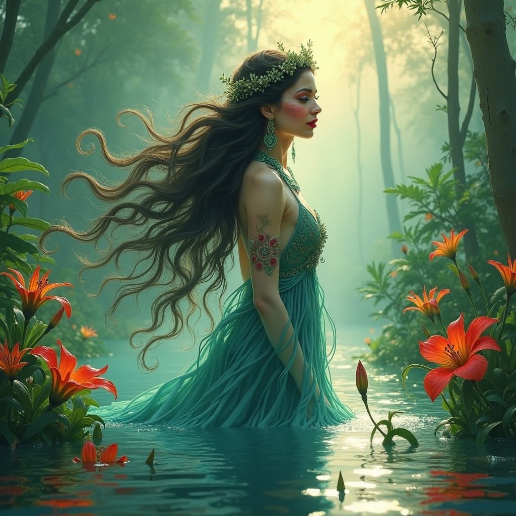 Mystical Water Woman Emerges at Dawn