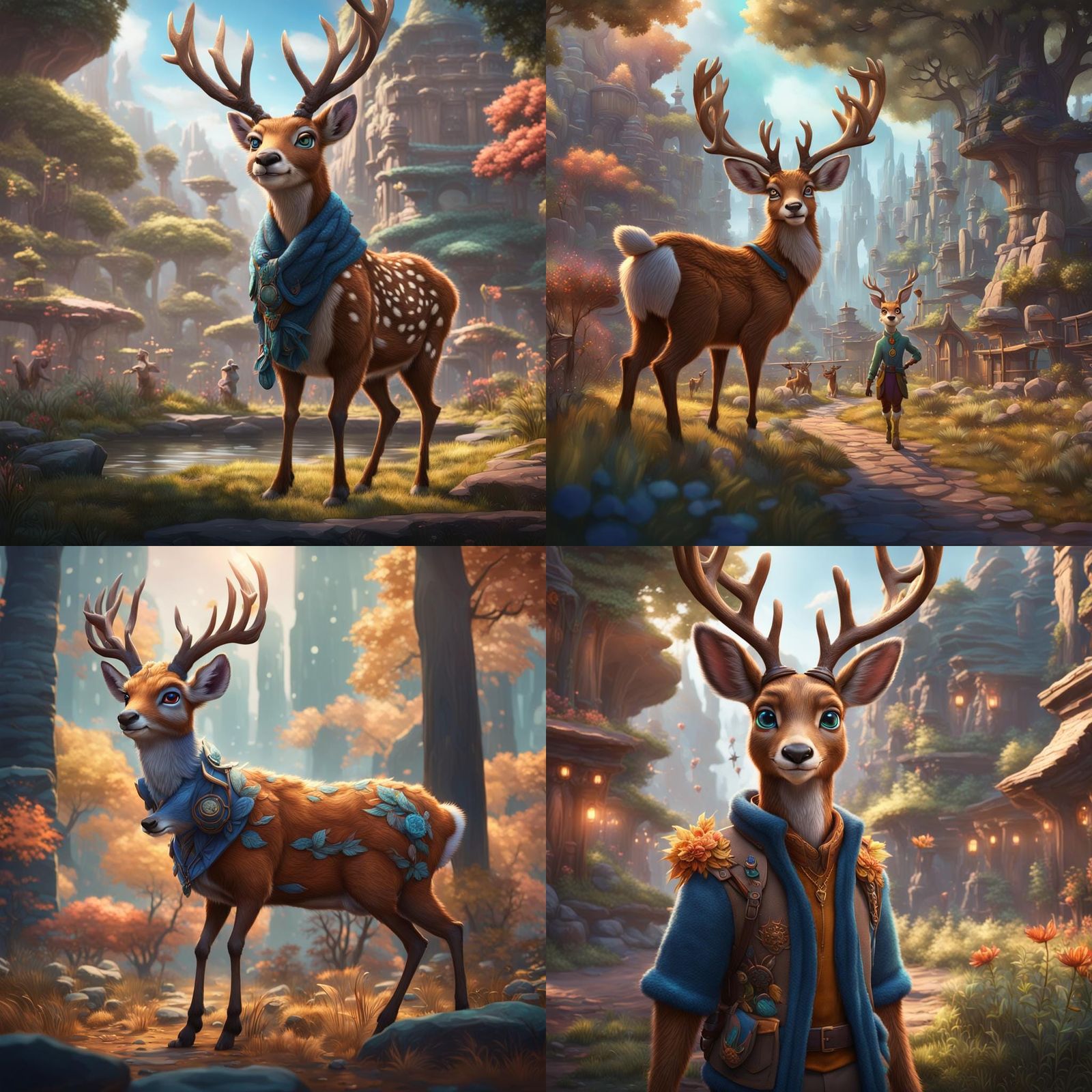Anthro Deer in Zootopia Style, Detailed Matte Painting