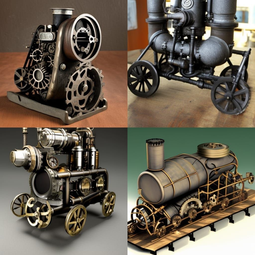 Steampunk Coal Rocket Engine Illustration