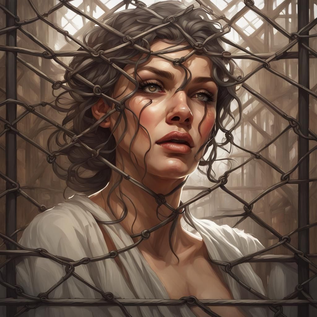 Woman's Desperate Escape: Hyperdetailed Artstation Portrait