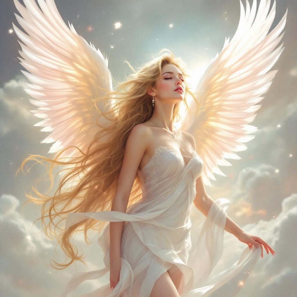 Archangel Barachiel Portrait in Soft Pink