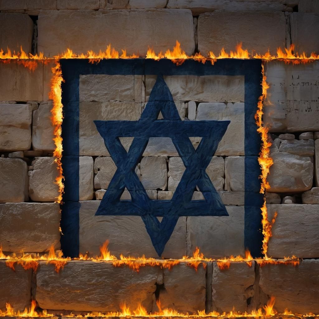 Vibrant Letters of Fire Shine on the Western Wall at Night