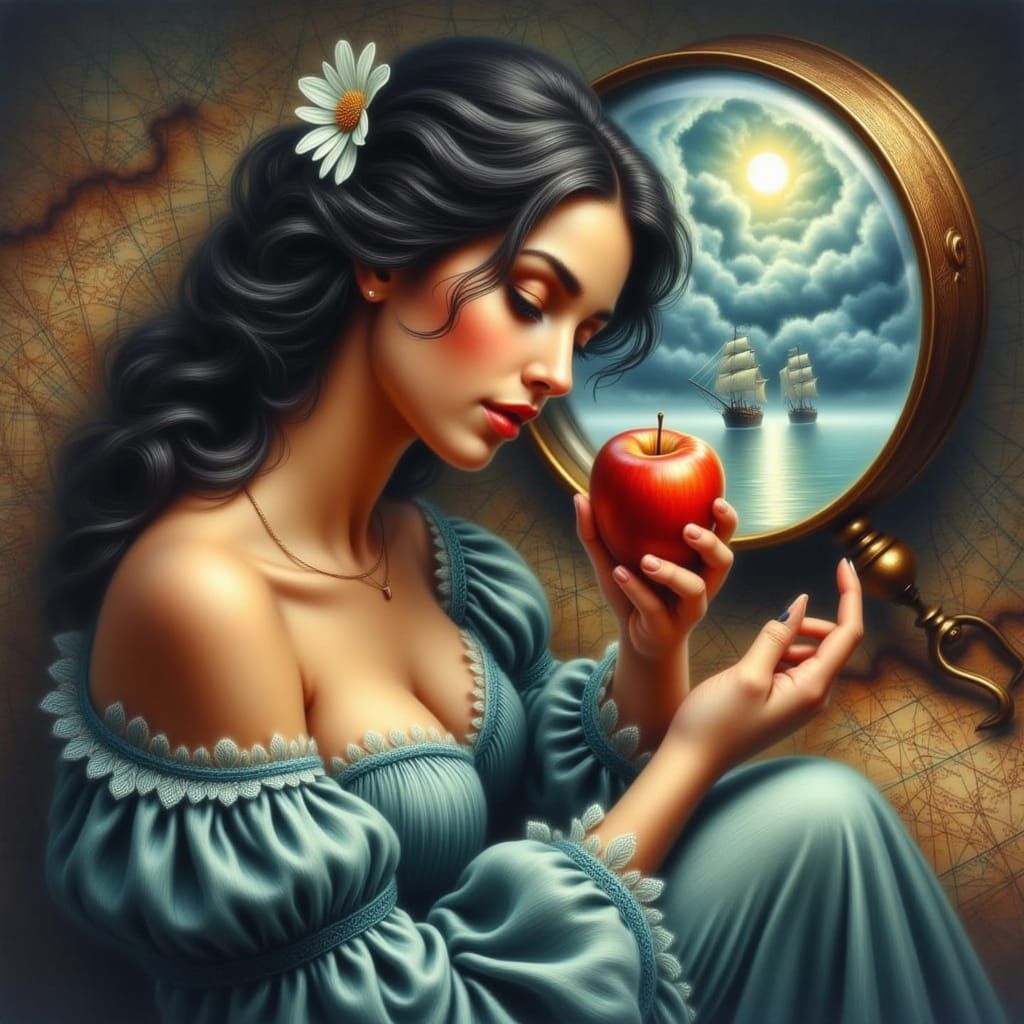 Enchanting Siren Contemplates Forbidden Fruit