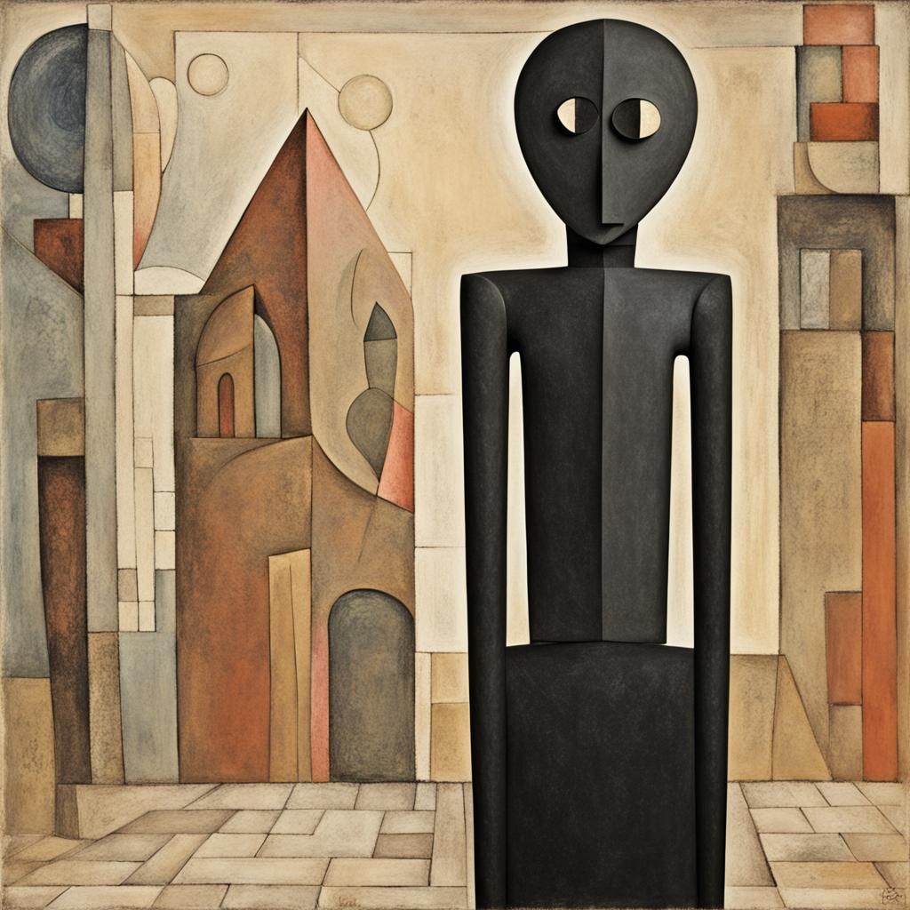 Surreal Figure with Architectural Elements
