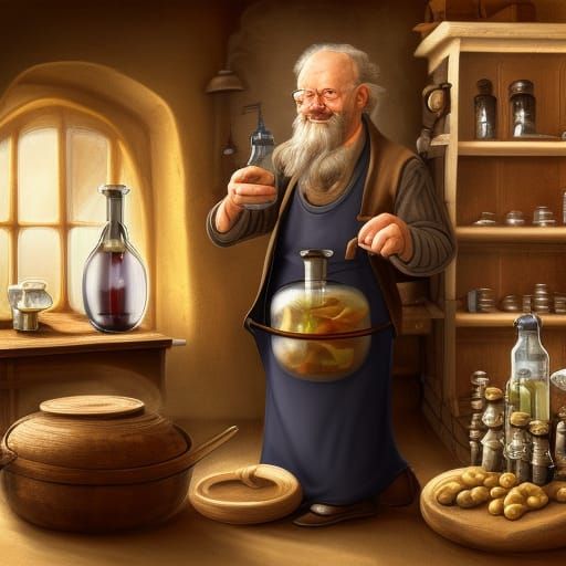 Alchemist Portrait in Detailed Matte Painting Style