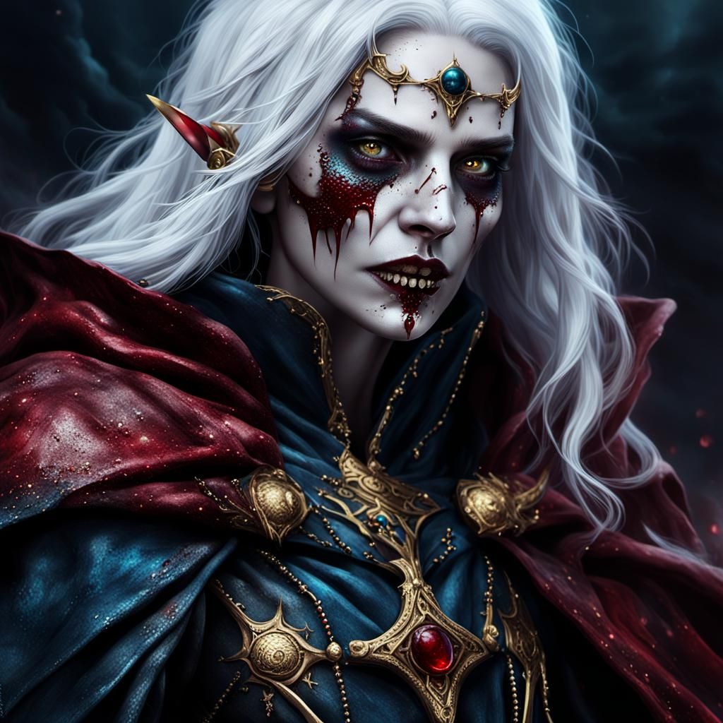 Ruby Witch: Dark Fantasy Portrait in Beksiński Style