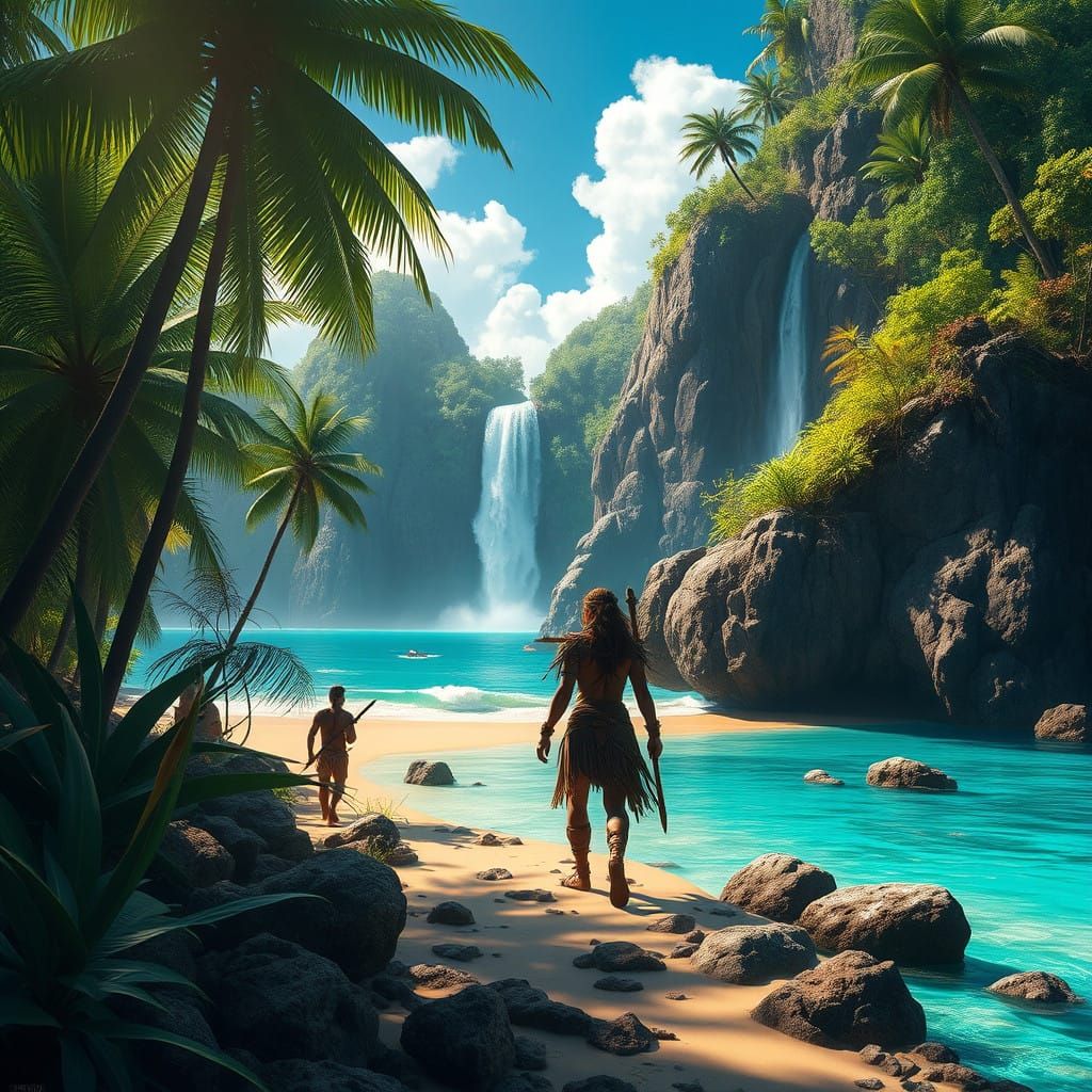 Fierce Warrior Queen Steps onto a Tropical Pacific Island