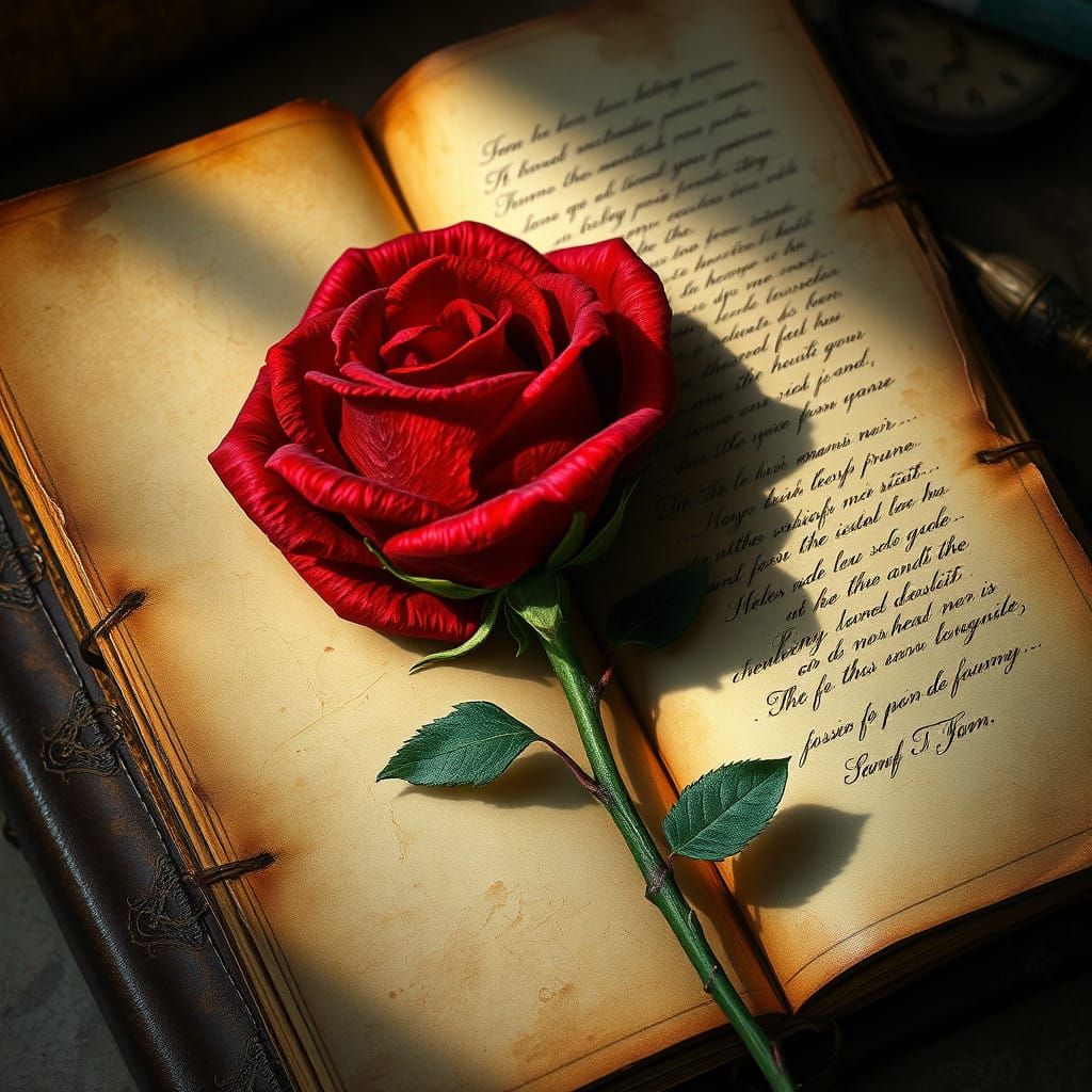 Romanticist Rose in a Vintage Diary