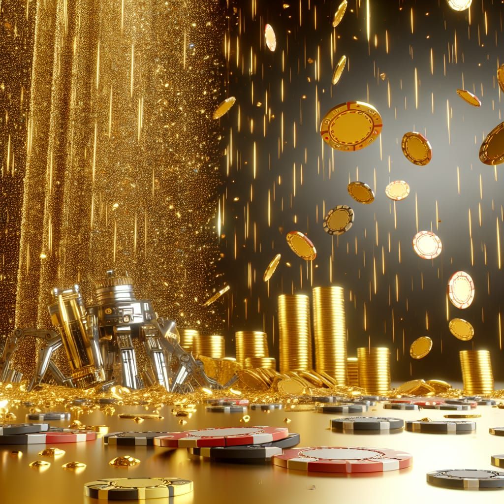 Golden Cascade: High-Resolution Futuristic Casino Scene