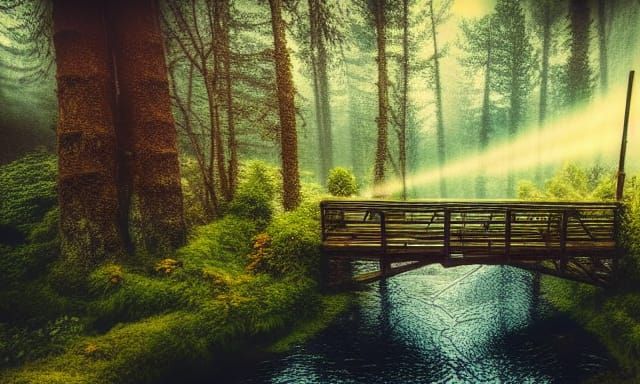 Post-Apocalyptic Bridge Over River, Digital Matte Painting