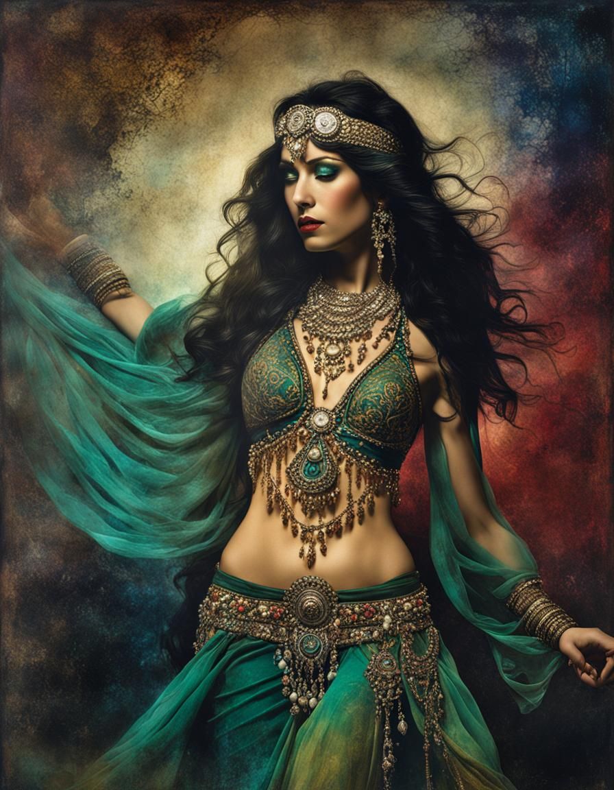 Alluring Belly Dancer in Dramatic Chiaroscuro Style