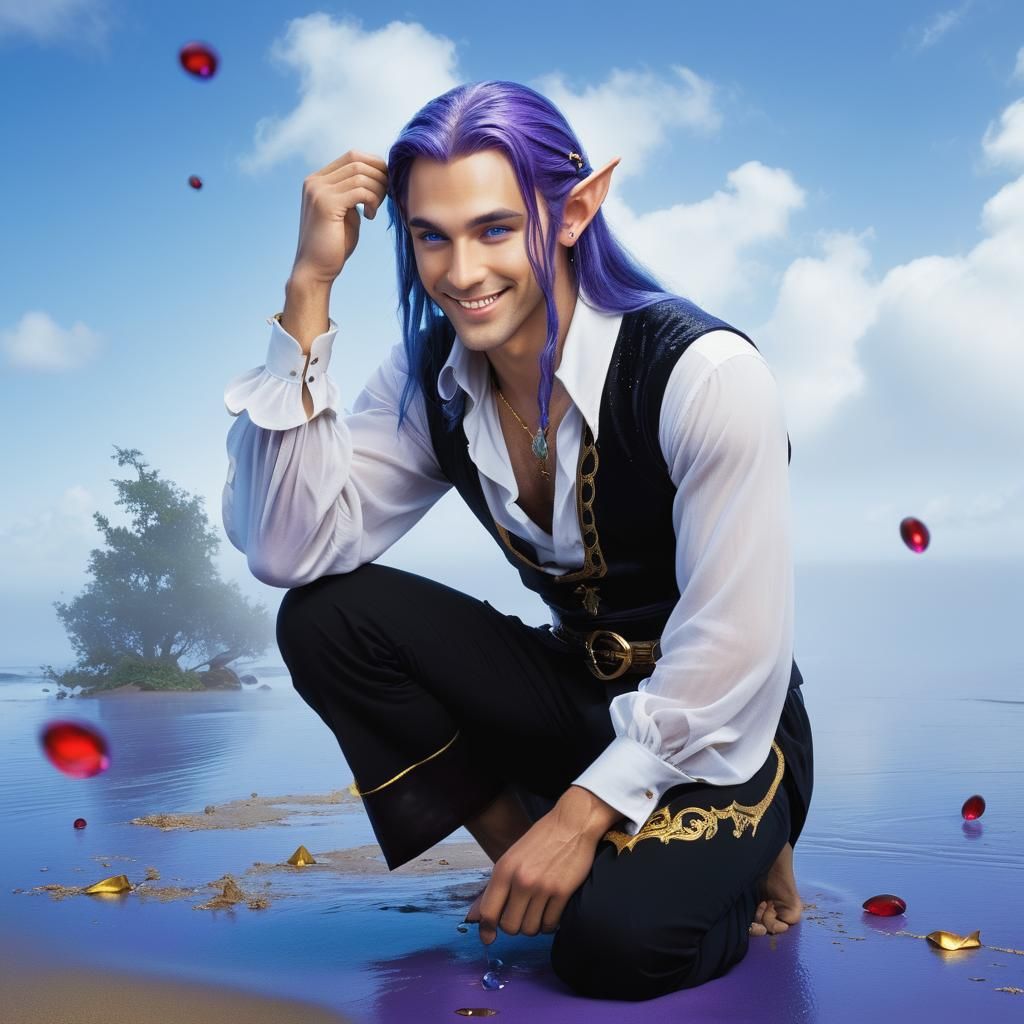 Elf-Man in Fantasy Setting with Anime Demons