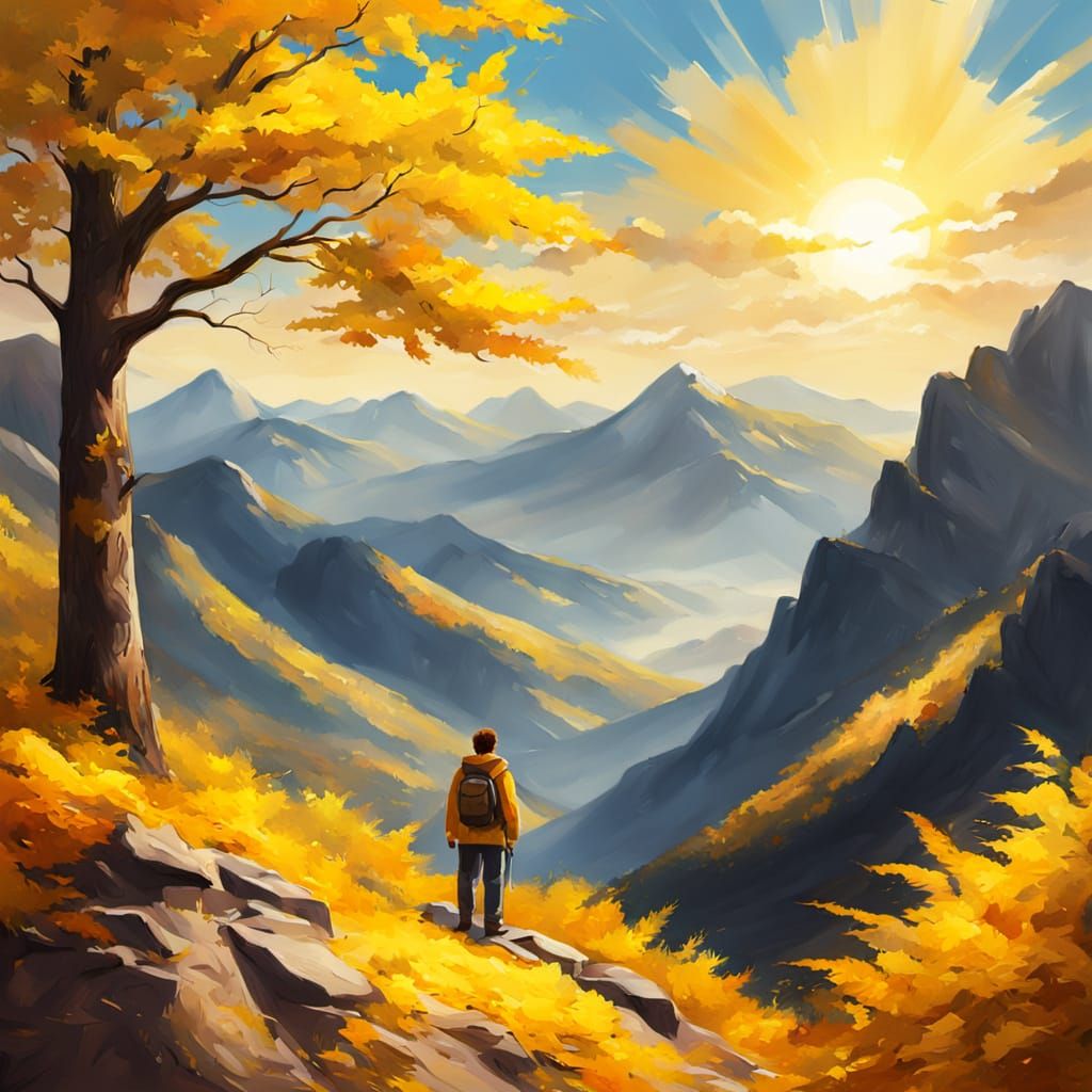 Vibrant Autumn Masterpiece on a Serene Mountain Landscape