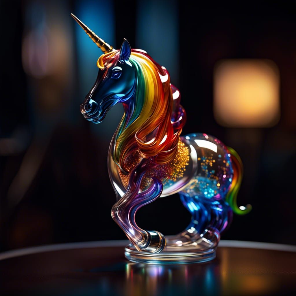 Blown Glass Unicorn Sculpture