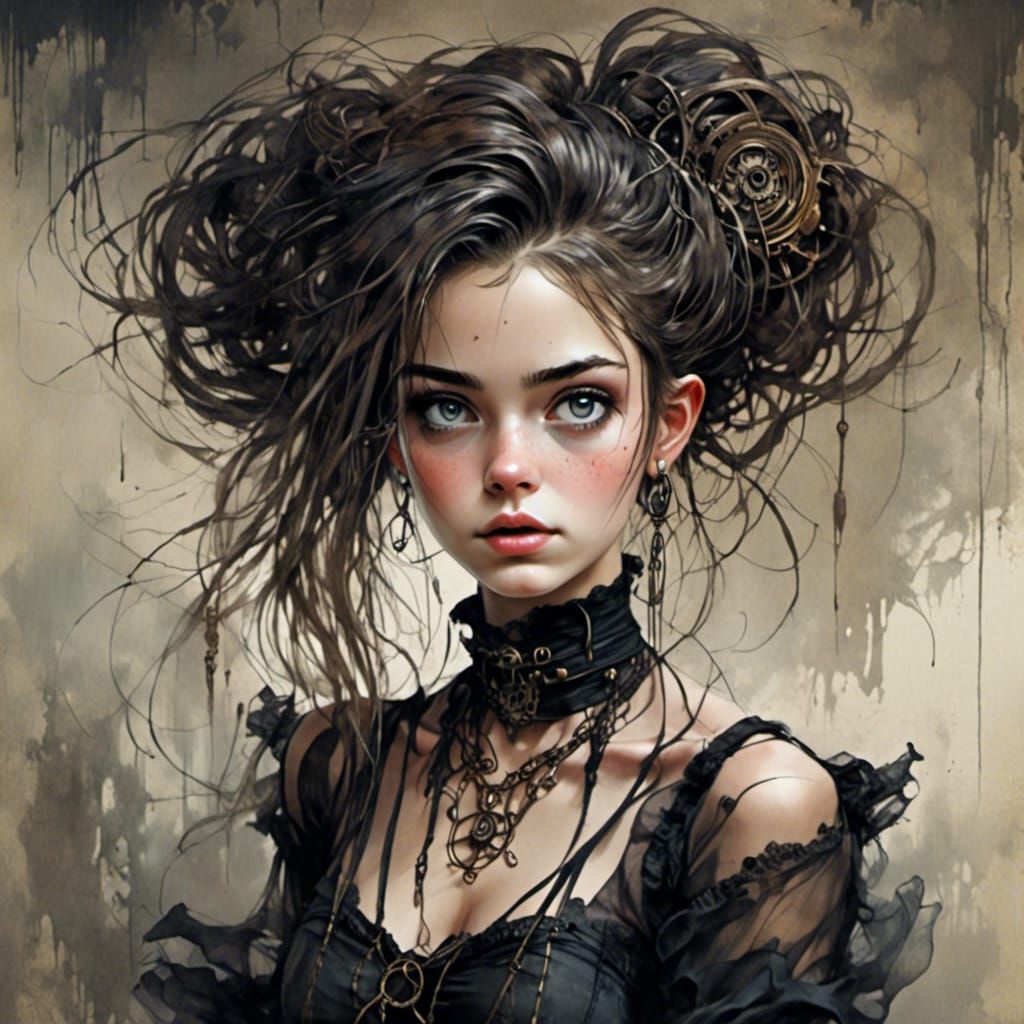 Steampunk Woman with Expressive Eyes