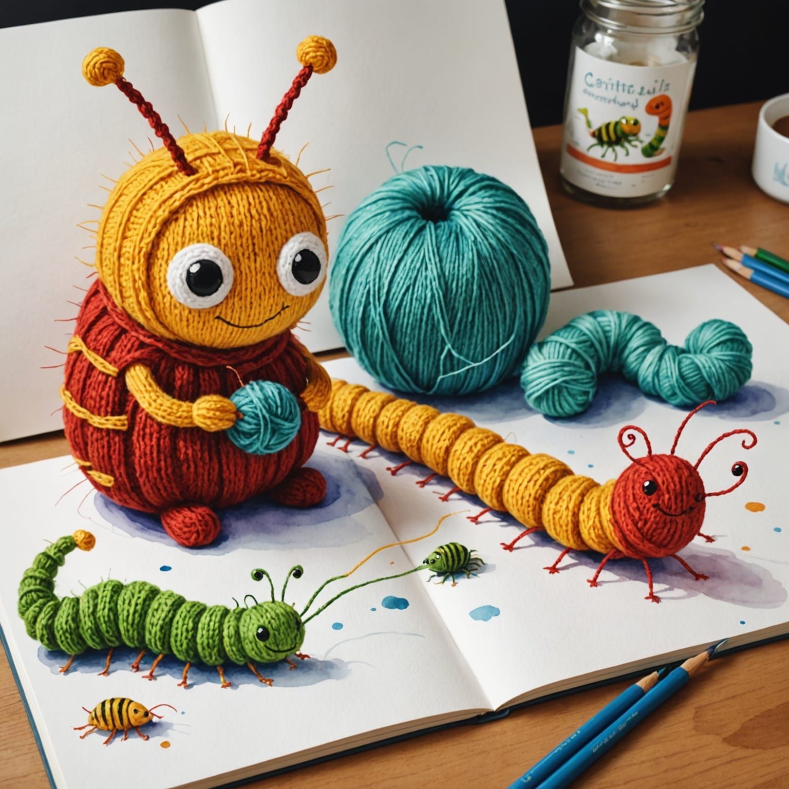 Mother Centipede Knits Socks for Baby in Whimsical Watercolo...