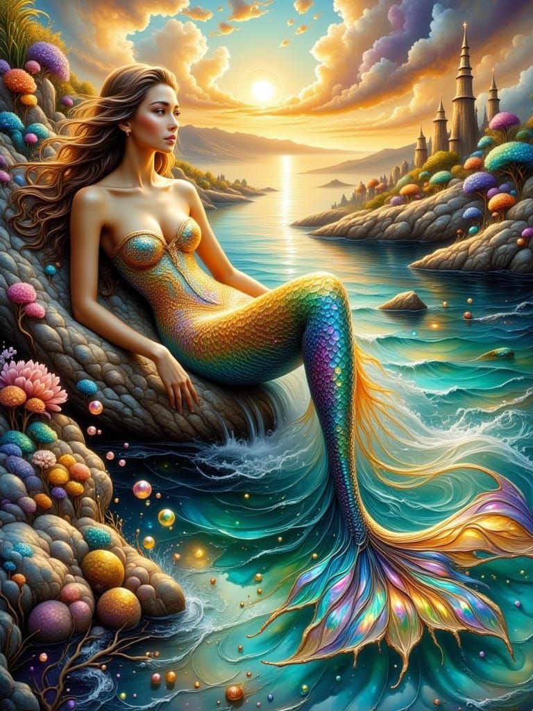 Ethereal Mermaid in Iridescent Beauty