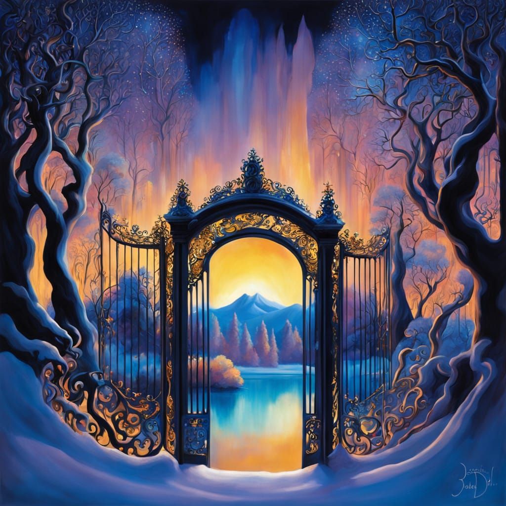 Ethereal Baroque Fantasy Forest Gate to Heaven