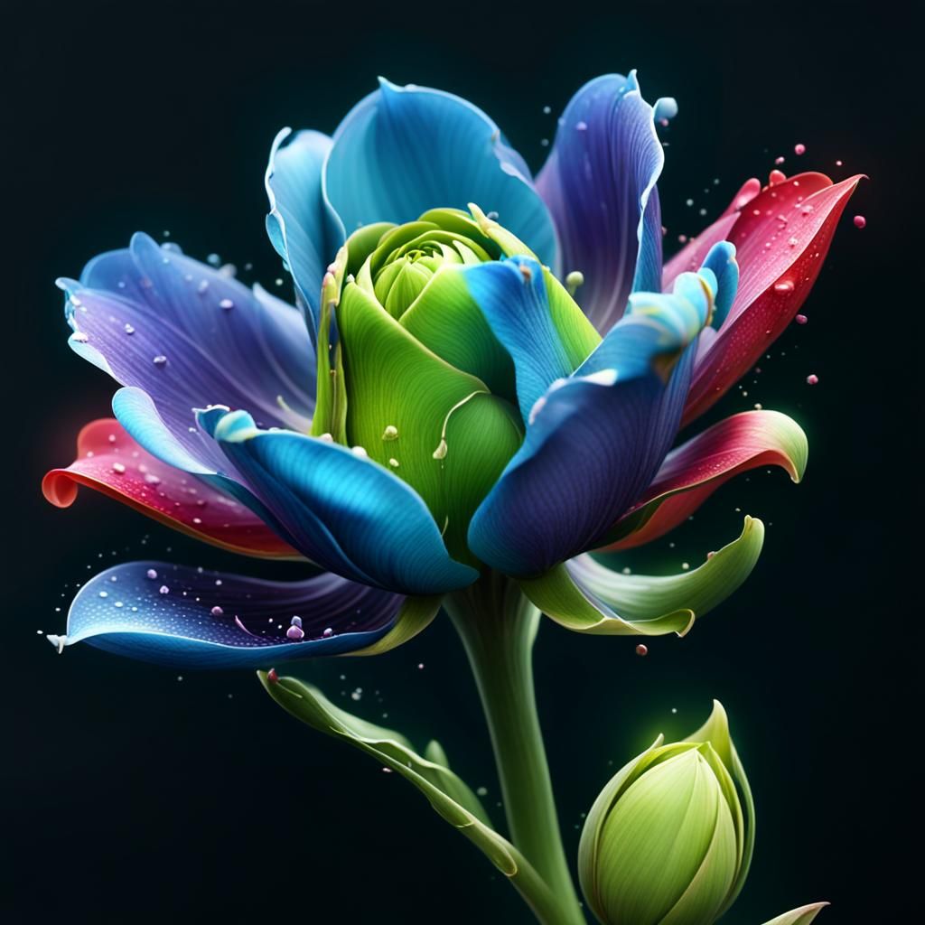 Vibrant Flower Bloom Time-Lapse: Digital Concept Art
