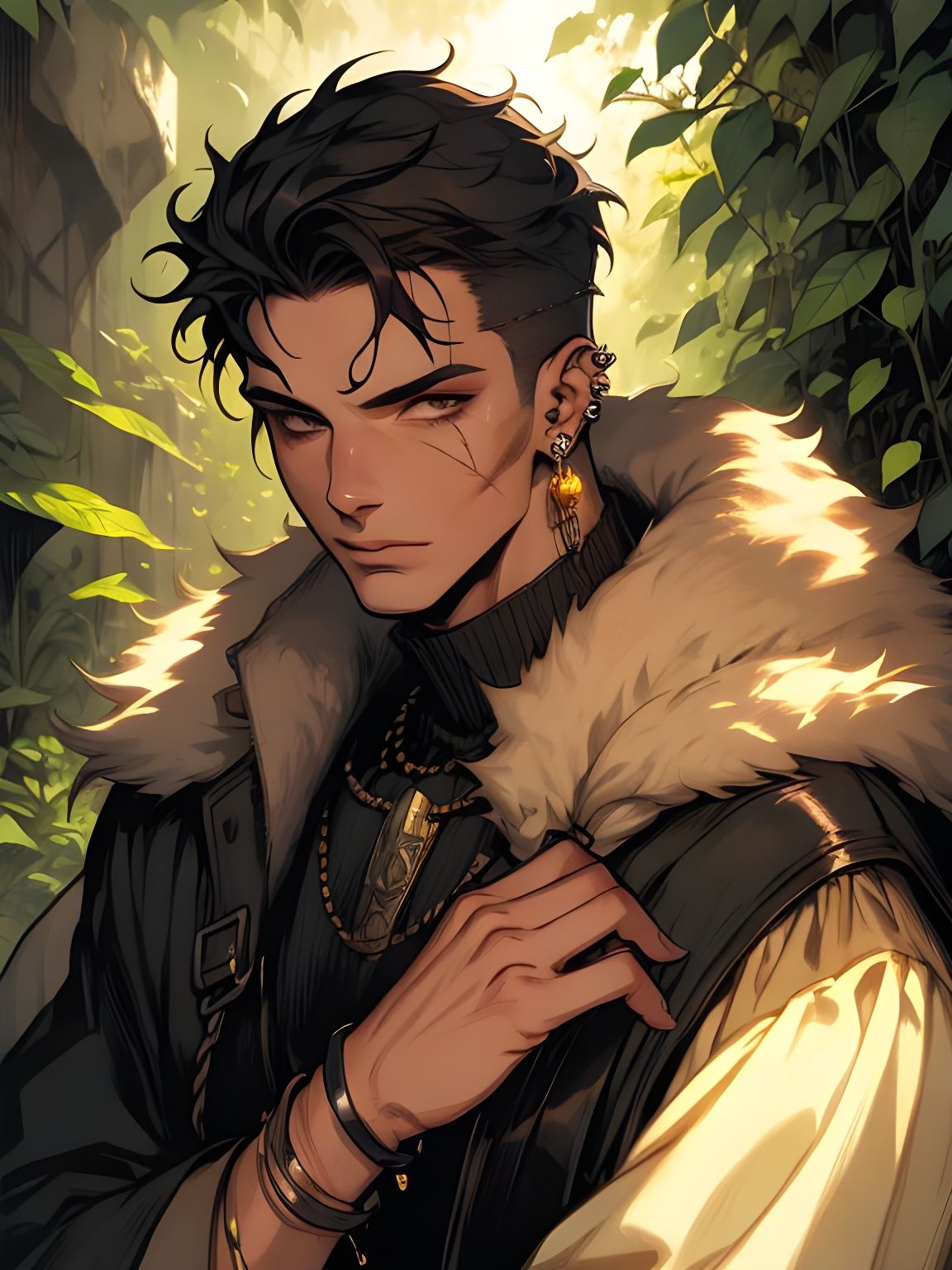 Cute Cartoon Boy Portrait in Anime Style