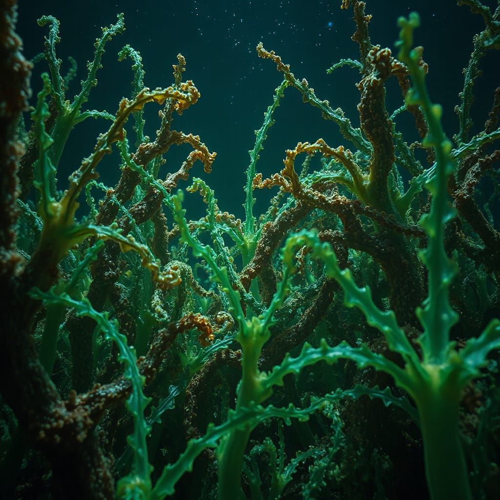 Bioluminescent Kelp Forest in Hyperrealistic 8K