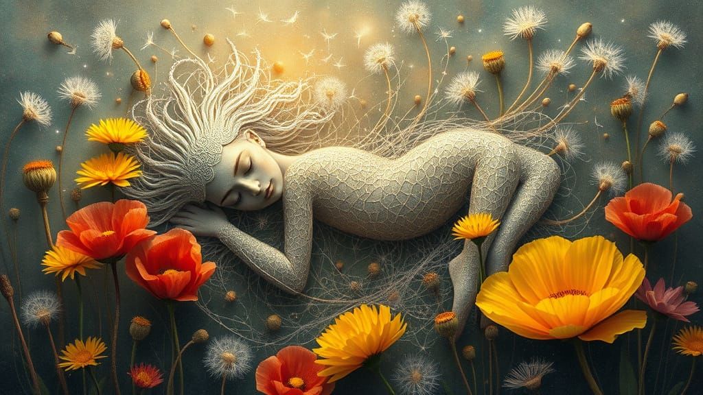 Ethereal Silver Prince Resting in a Poppy Field