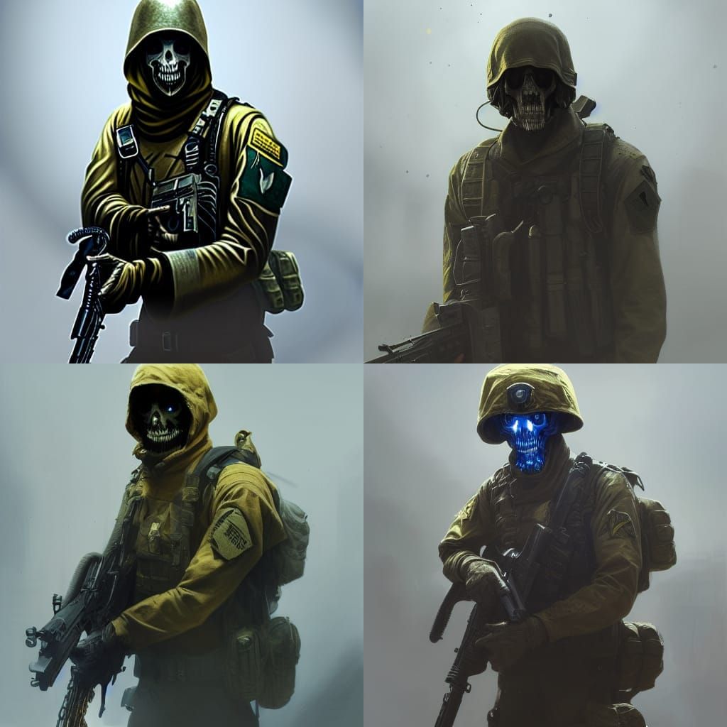 Futuristic Ghoul Soldier with Glowing Eyes