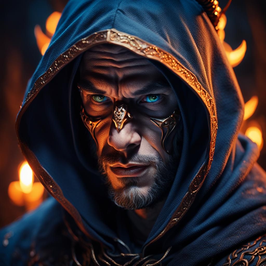 Tiefling Rogue Portrait with Candlelight, Digital Matte Pain...