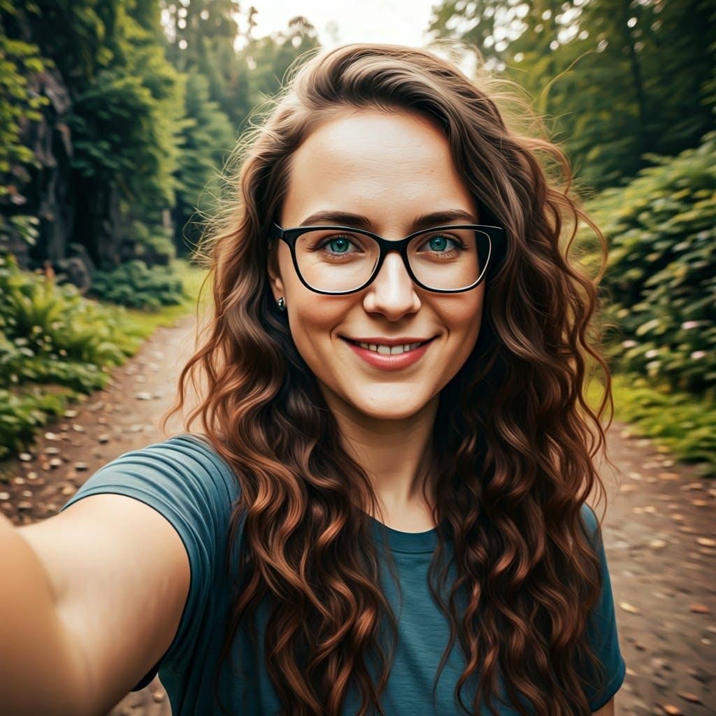Inviting Portrait of Woman in Mystical Forest