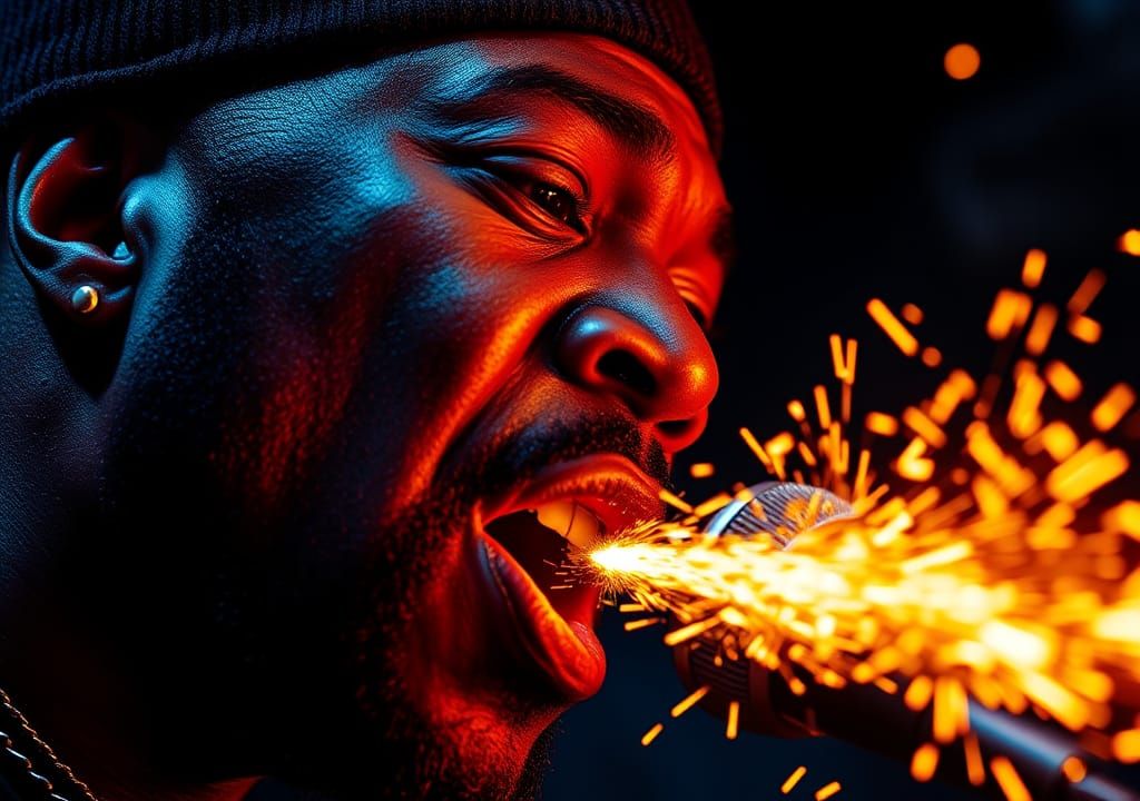 Rakim Rapping with Embers, Alcohol Ink Style