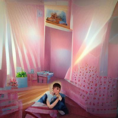 A depressed trans boy sitting lonely in the corner in his room. He has to keep a smile on, and wear dresses. His room is...