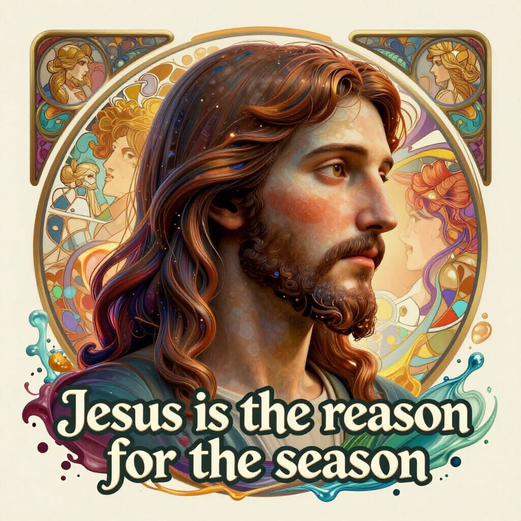 Jesus Portrait with Seasonal Message