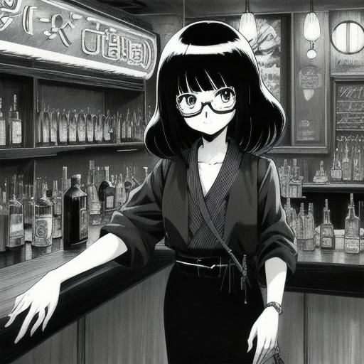Noir Dame in Anime Style at Bar