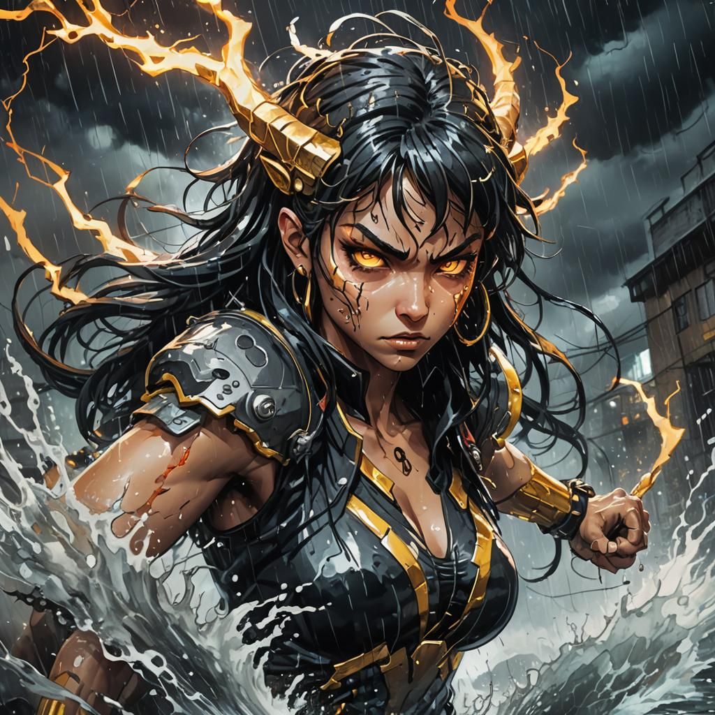 Cyberpunk Street Fighter Battles with Magic Elements