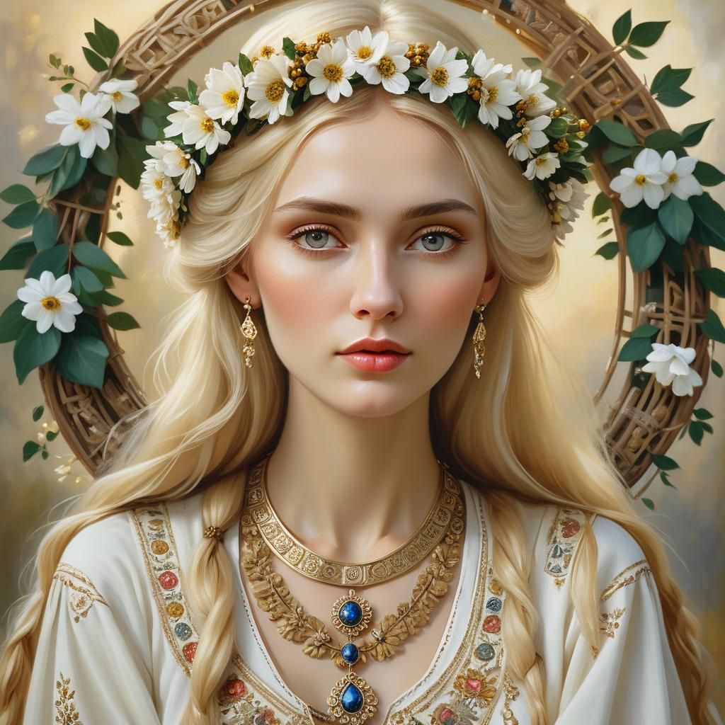 Angelic Slavic Beauty in Pre-Raphaelite Style